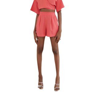 NWOT Andrea Iyamah ETI Coral High Waist Linen‎ Shorts Size M